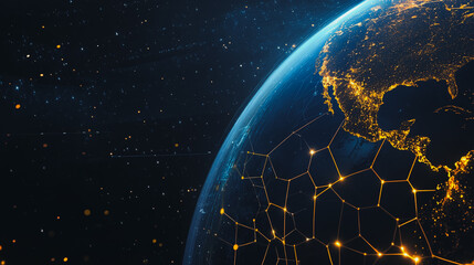 Obraz premium background Innovation network points Earth's surface wave background Abstract digital wave background information technology background The background is the background. gradient wave digital wave ban