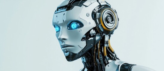 3D illustration of a robot looking to the left