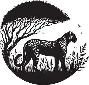 recommend clip art: Leopard silhouette, vector black color silhouette 