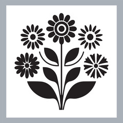 Set of logotype icons flowers Rose, Tulip, Orchid, Sunflower, Lily, Daisy, Daffodil, Jasmine, Lavender, Marigold, Peony, Chrysanthemum, Hibiscus, Poppy, Violet silhouettes in white background