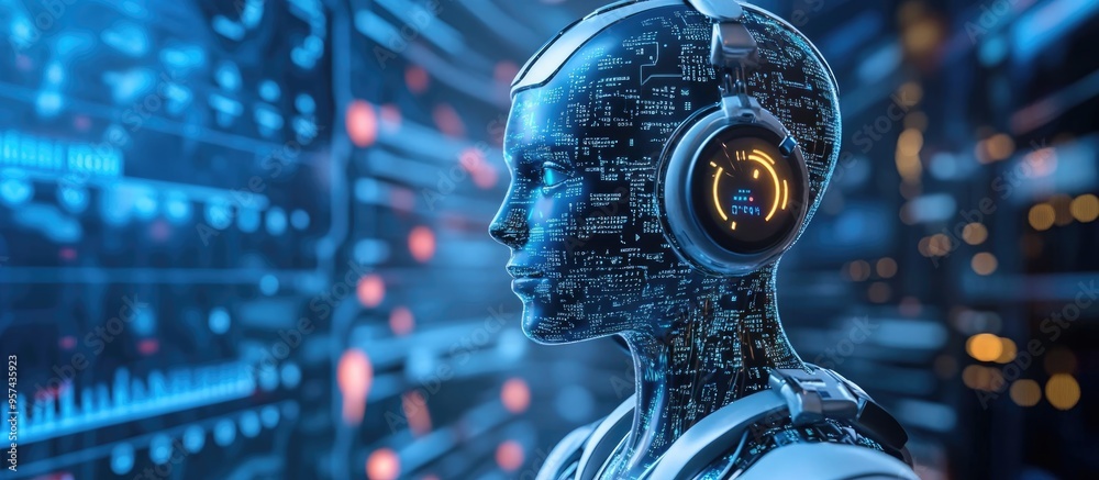 Poster customer service automation using natural language processing nlp technology concept in a 3d illustr