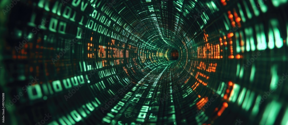 Poster 3d illustration of a media gateway represented in binary code