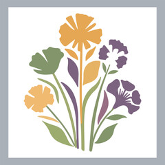 Set of logotype icons flowers Rose, Tulip, Orchid, Sunflower, Lily, Daisy, Daffodil, Jasmine, Lavender, Marigold, Peony, Chrysanthemum, Hibiscus, Poppy, Violet silhouettes in white background