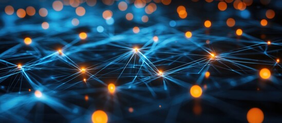 Fototapeta premium Digital technology illustration depicting a network connection in a cyberspace environment from a perspective view