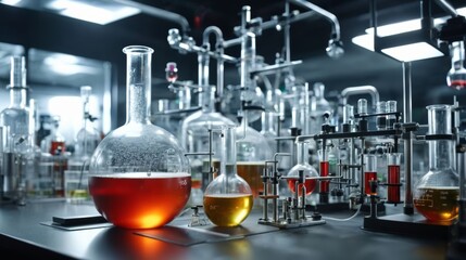 Table Filled With Bottles of Liquid