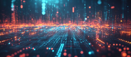 Fototapeta premium Abstract illustration background featuring artistic lines dots and numbers representing a digital cyberspace theme