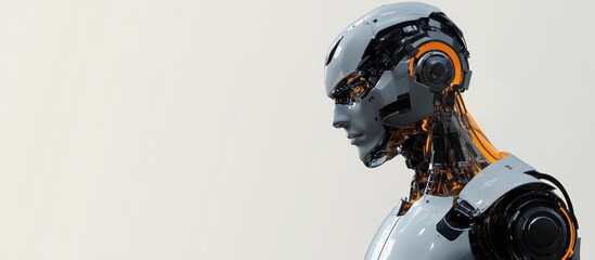 Fototapeta premium 3D illustration of a male robotic figure against a white backdrop