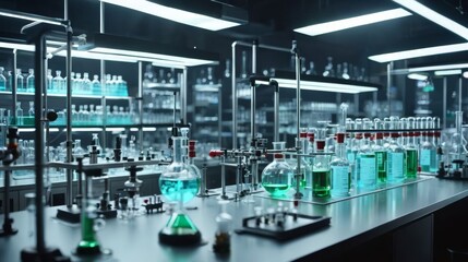 Fototapeta premium Laboratory Filled With Bottles and Flasks