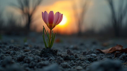Obraz premium Solitary Bloom at Sunset
