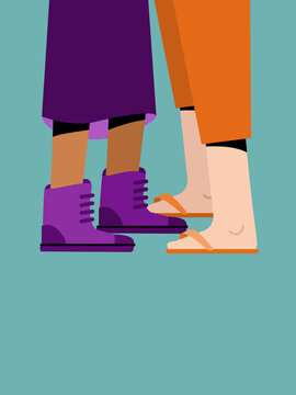 Unrecognizable standing diverse couple