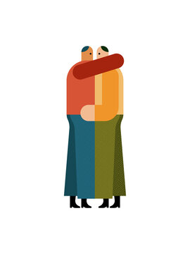 Diverse adult gay friends embracing