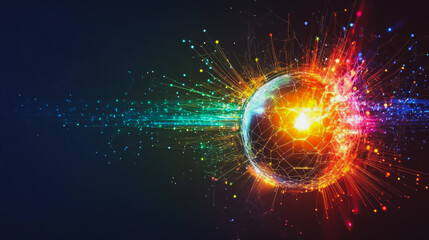 Fototapeta premium abstract business connection of line from nail node to node on world map background Innovation network points Earth's surface