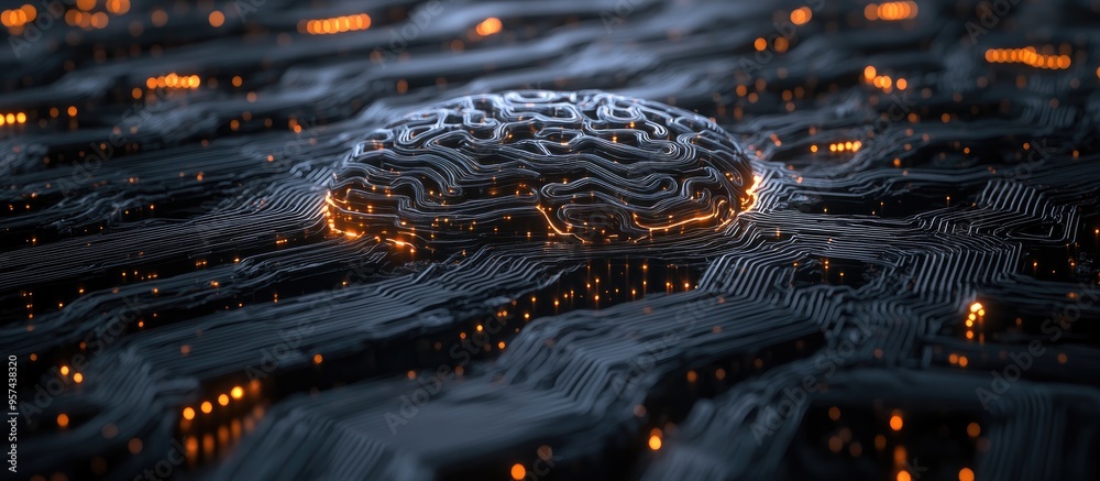 Aufkleber abstract background featuring a circuit brain sketch symbolizing ai and ambition 3d rendering visual