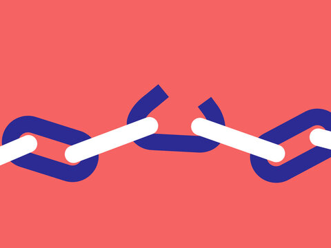 Blue and white chain links