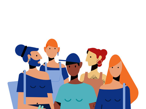 Diverse people standing together