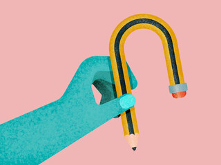 Unrecognizable person hand with pencil