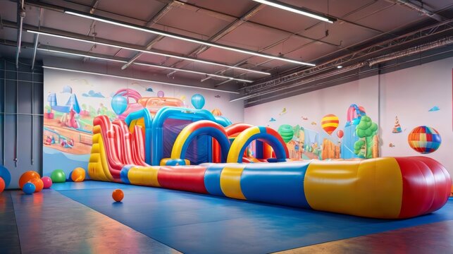 Large Inflatable Slide in Play Room