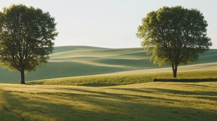 Obraz premium Two Trees Standing in Grass