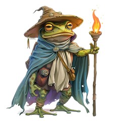 Obraz premium Frog Enchanter Occupation fantasy animal cartoon isolated whitebackground
