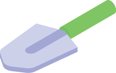 Small hand garden shovel is lying on a white background