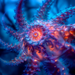 Image Depicting a close Up Of An Alien As It Emerges From It&rsquo;s Alien Birth Chamber, Swirling Vivid Colours, Abstract Textures, And Swirling Tentacles