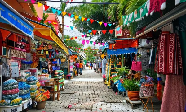 Colorful Street Market in Mexico