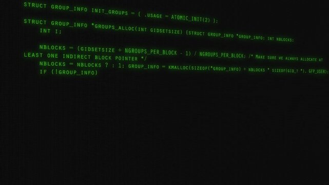 Developer is exploring code on computer screen. Code scrolling Background code programming.