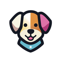 Happy Dog icon pink and brown - Green Purple Dog lcon logo - Playful and Colorful Dog Icon with Happy Expression  Perfect for Pet-Themed Branding, Mobile Apps, and User Interface Design 