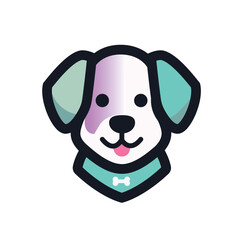 Green Purple Dog lcon logo - Playful and Colorful Dog Icon with Happy Expression  Perfect for Pet-Themed Branding, Mobile Apps, and User Interface Design, Green, purple