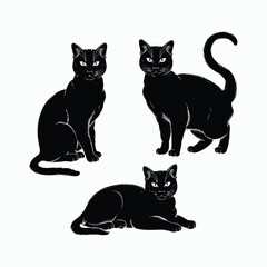 Obraz premium Oriental Cat Silhouette Vector Set Animals Illustration Template