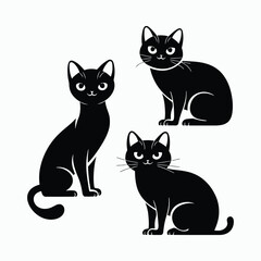 Fototapeta premium Oriental Cat Silhouette Vector Set Animals Illustration Template