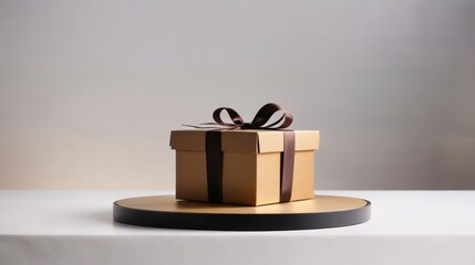 Brown Gift Box With Black Ribbon