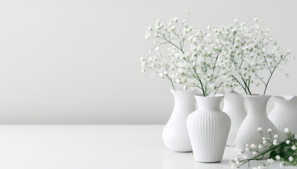 Naklejka premium Soft White Elegance: Stunning Floral Decor for Home Interiors