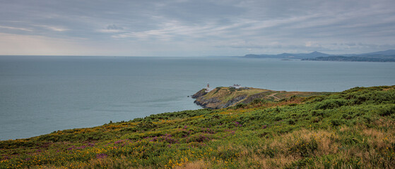 Howth, Ireland - June 18 2024 "Howth Cliff walk trail during the cloudy morning"