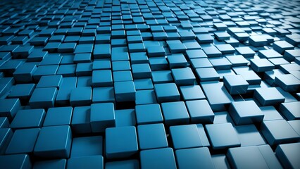 Fototapeta premium Abstract 3d render, background design with blue squares