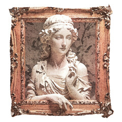 Beyond the Frame - A Watercolor Sculpture of a Woman from a Picture Frame 3D Sculpture Woman Head Arms Picture Frame Art Sculpture Realism Hyperrealism Contemporary Art Modern Art Installation Art