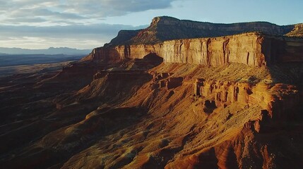   A panoramic image of a mountain range with a rocky outcropping prominently displayed in the foreground and a vast azure sky adorned with cotton-like clouds in