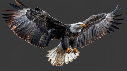 Obraz premium An american bald eagle flying on a transparent background, generative ai. Eagle. Illustration