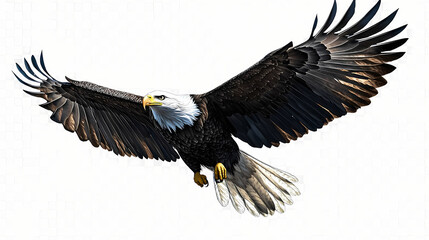 Obraz premium An american bald eagle flying on a transparent background, generative ai. Eagle. Illustration