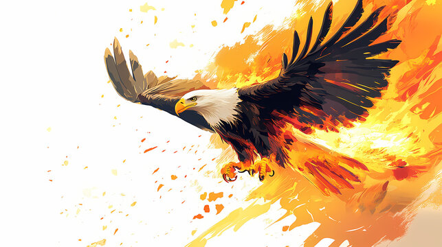 Animals with the power of blazing fire egale. Eagle. Illustration
