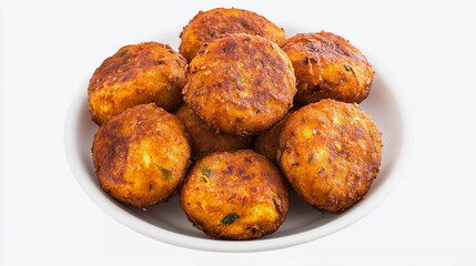 close up of Veg cutlet in plate isolated on white background 