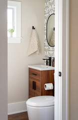 Stylish small bathroom with a window
