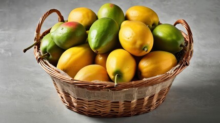A Basket Filled With Various Types of Fresh Fruit