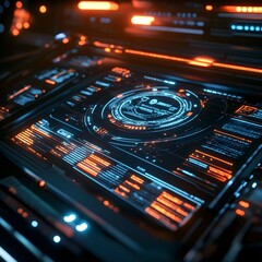 Obraz premium High-tech digital display showing holographic image