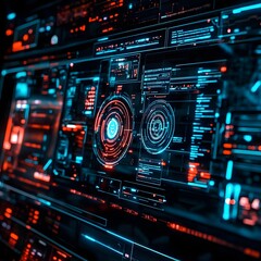 Obraz premium High-tech digital display showing holographic image