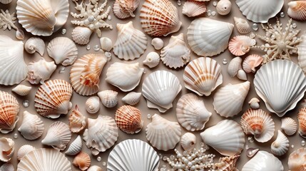 Seashells Arranged on Table