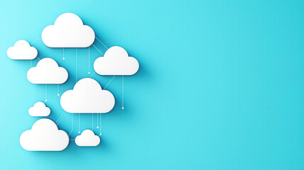 Fototapeta premium Abstract network diagram with cloud nodes connected by virtual pathways, Cloud Networking, Data Flow Design