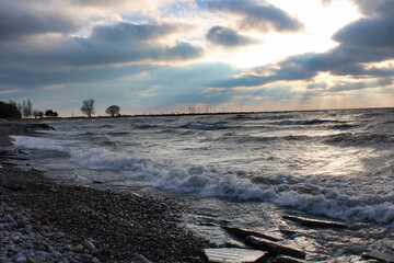 Cloudy Sunset in Fall at Goderich 