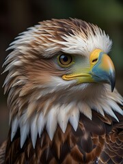 Obraz premium Iridescent eagle closeup of head, beak closed,