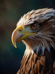 Obraz premium Iridescent eagle closeup of head, beak closed,